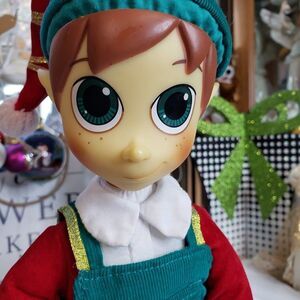 Portable North Pole Christmas Green Poseable Elf Doll 14" FLAW Holiday